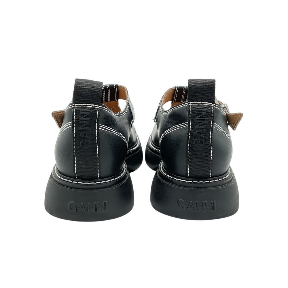 Ganni Sleek Black White Everyday Buckle Mary Jane Shoes Size EU 38 / US 8 - Picture 4 of 6